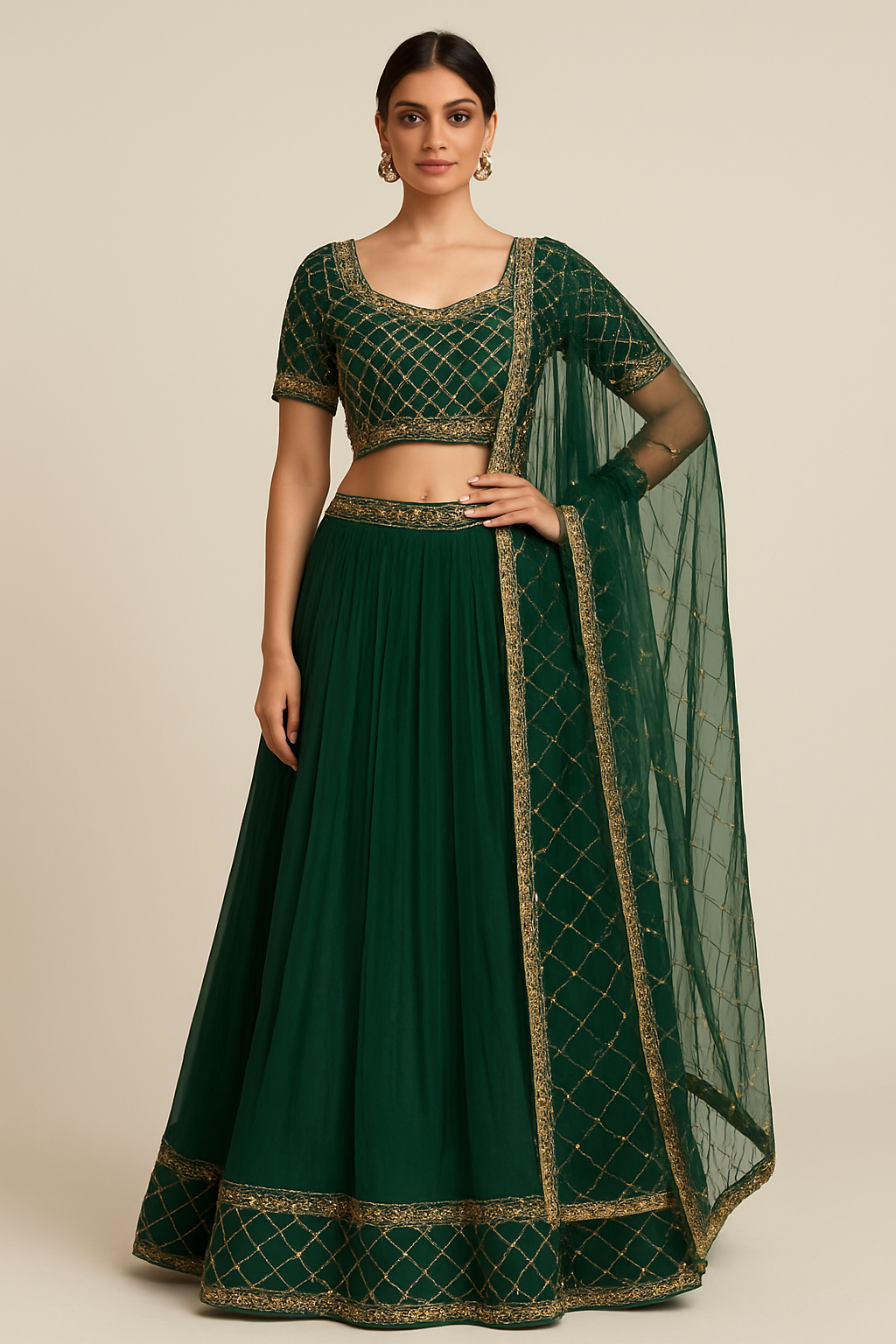 Royal Embroidered Lehenga Set – Available for Rent