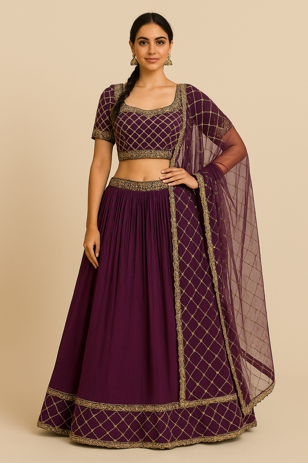 Royal Embroidered Lehenga Set – Available for Rent
