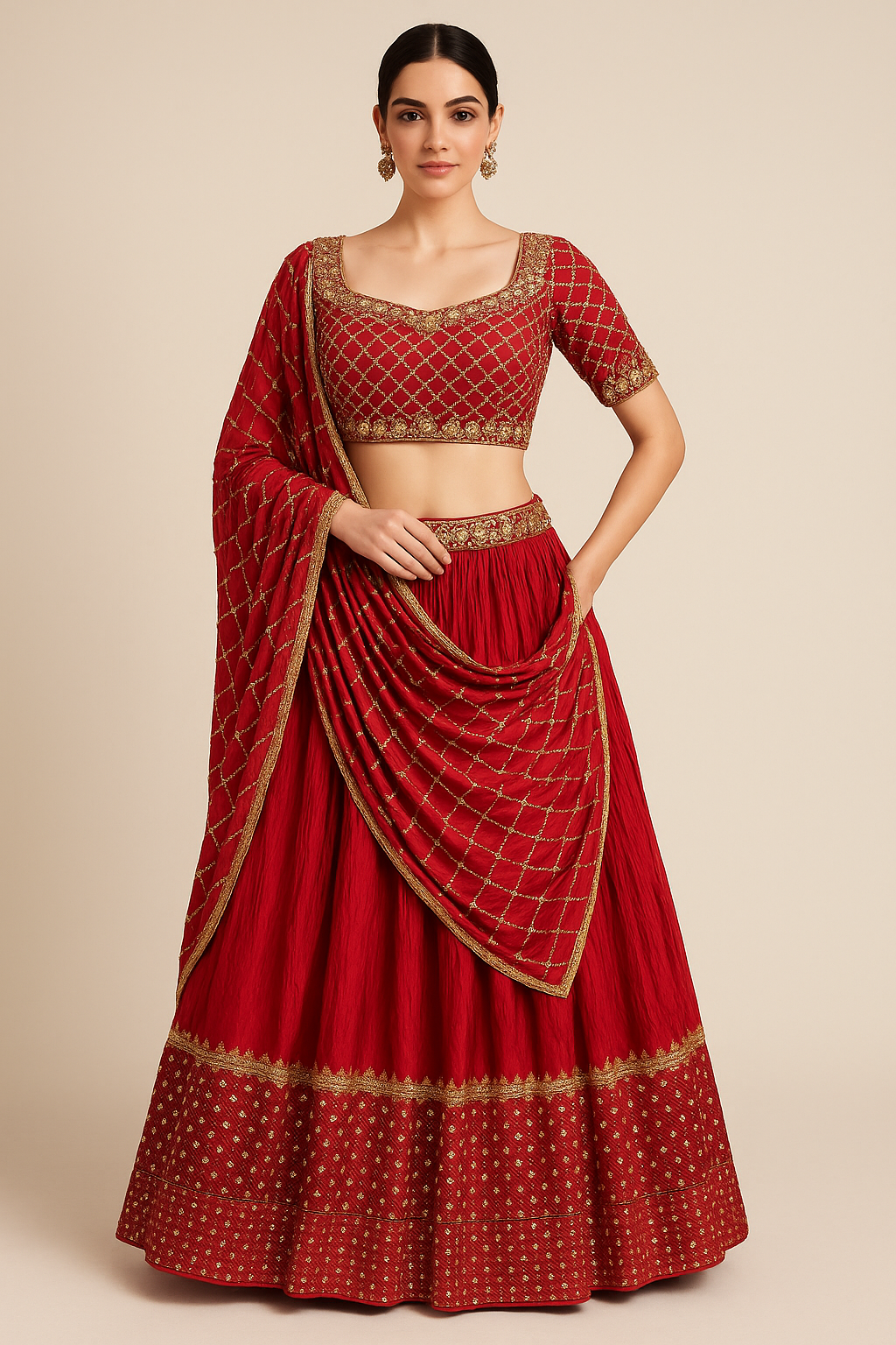 Royal Embroidered Lehenga Set – Available for Rent