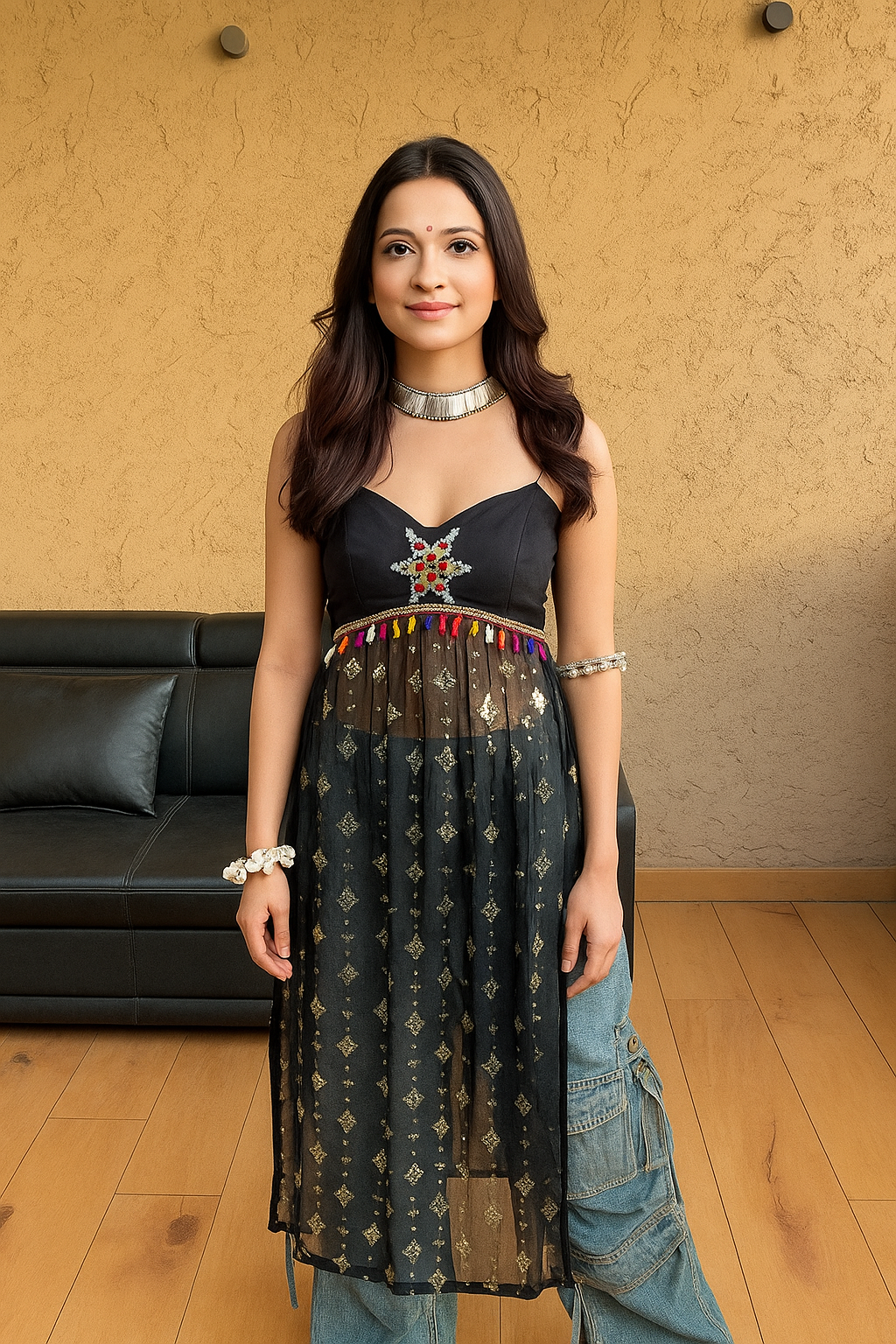 Navratri Special Red & Black Fusion Ethnic Dress