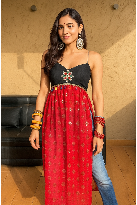 Navratri Special Red & Black Fusion Ethnic Dress