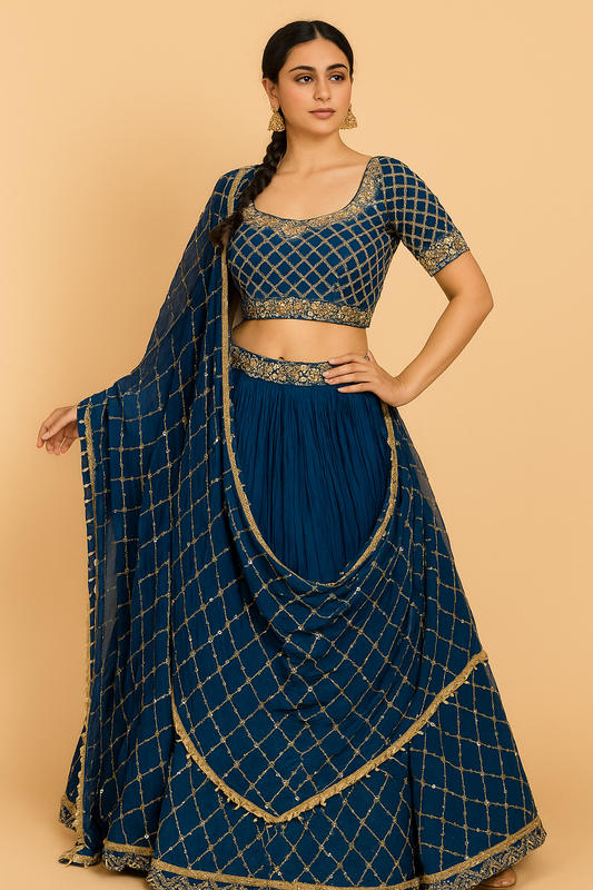 Royal Embroidered Lehenga Set – Available for Rent