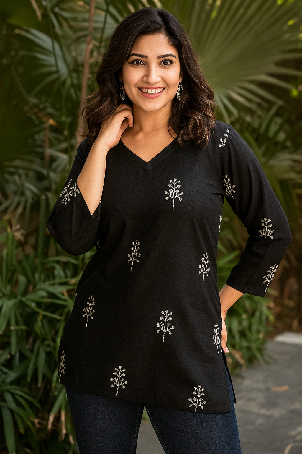 Elegant Black Embroidered Kurti